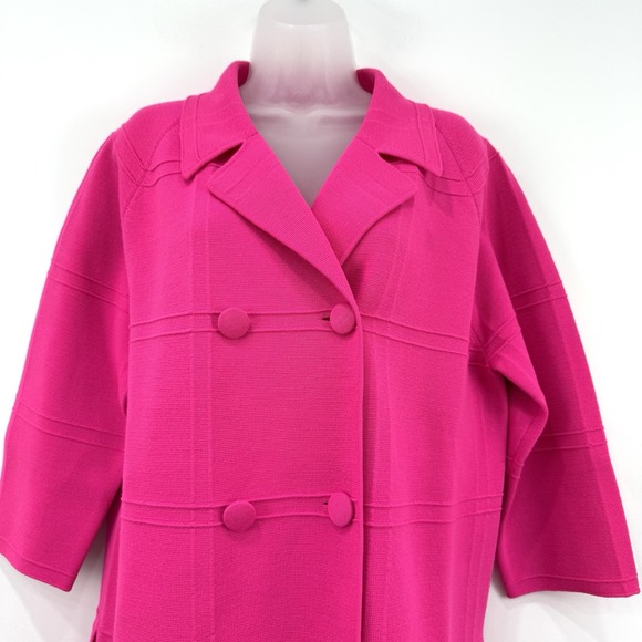 Imperial Imports Blazer Womens 20 Hot‎ Pink VTG 100% Wool Double Breasted Knit - Picture 7 of 11